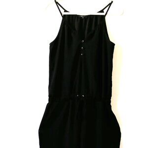 Drew Womens Black Sleeveless V-Neck Drawstring Waist Straight Jumpsuit Size M